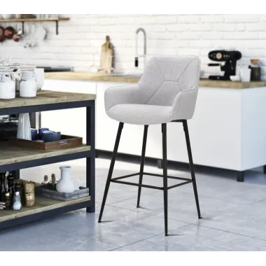 Stołek Barowy Szary Zestaw 2 szt 55x55x109 cm